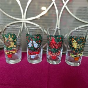 Vintage 12 days of Christmas Glasses. Complete.